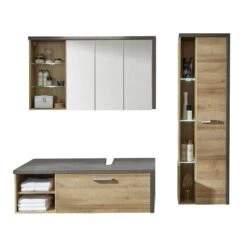 Trendteam Bay Badmöbel 3-teilig Eiche Riviera / Beton