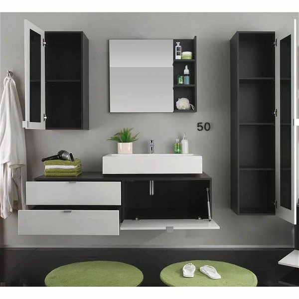 Trendteam Beach Bad Kombination 5-teilig Weiß/grau 4 Trendteam Beach Bad Kombination 5-teilig Weiß/grau – Bild 2