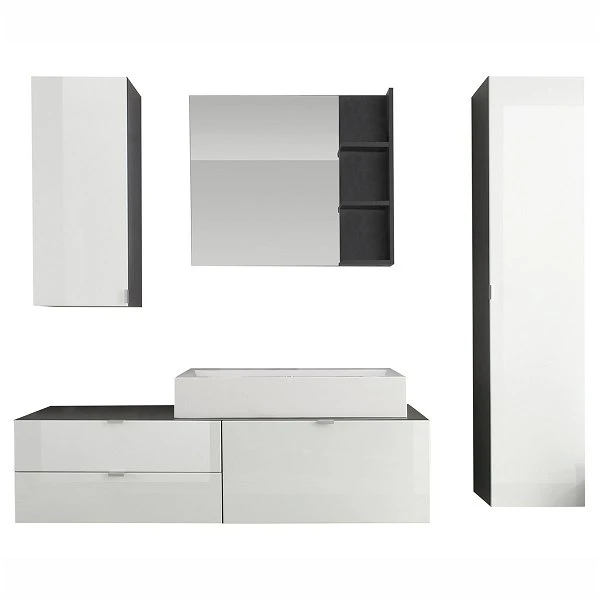 Trendteam Beach Bad Kombination 5-teilig Weiß/grau 3 Trendteam Beach Bad Kombination 5-teilig Weiß/grau