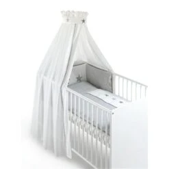 Schardt Stern Grau Bettset 4- Teilig Mit Bettwäsche, Himmel Und Nestchen -Roba || Pinolino Verkaufsgeschäft bettset stern grau 3