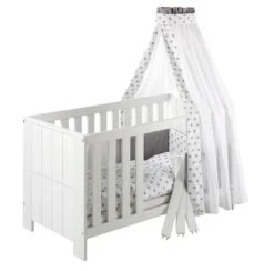 Schardt Big Stars Grey Bettset 4- Teilig Mit Bettwäsche, Himmel Und Nestchen