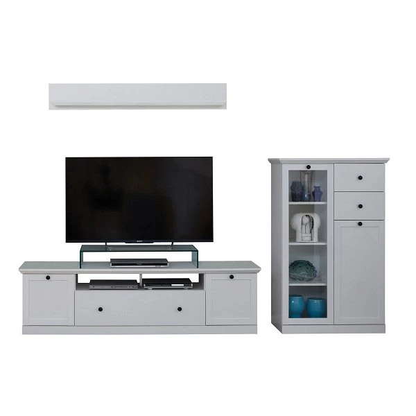 Trendteam Baxter Anbauwand 3-teilig Weiß Dekor | Breit Klein 3 Trendteam Baxter Anbauwand 3-teilig Weiß Dekor | Breit Klein