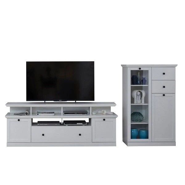 Trendteam Baxter Anbauwand 2-teilig Weiß Dekor | Breit Klein 3 Trendteam Baxter Anbauwand 2-teilig Weiß Dekor | Breit Klein