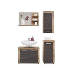 Trendteam Cancun Badmöbel 4-teilig Nussbaum/Touchwood Dunkelbraun