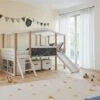 Nature Kid Cory Kinderzimmer Weiß/natur 5-teilig Mit Hausbett 90 X 160 Cm Mit Dach