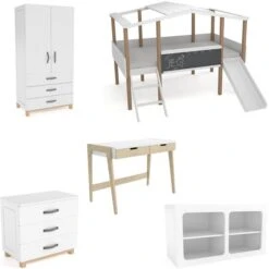 Nature Kid Cory Kinderzimmer Weiß/natur 8-teilig Mit Hausbett 90 X 200 Cm, Dach & Schreibtisch -Roba || Pinolino Verkaufsgeschäft catania whiteroom schreibtisch zimmer weiss gr