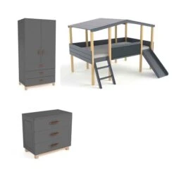 Nature Kid Cory Kinderzimmer Grau 7-teilig Mit Hausbett 90 X 200 Cm Mit Dach -Roba || Pinolino Verkaufsgeschäft catania whiteroom zimmer grau gr