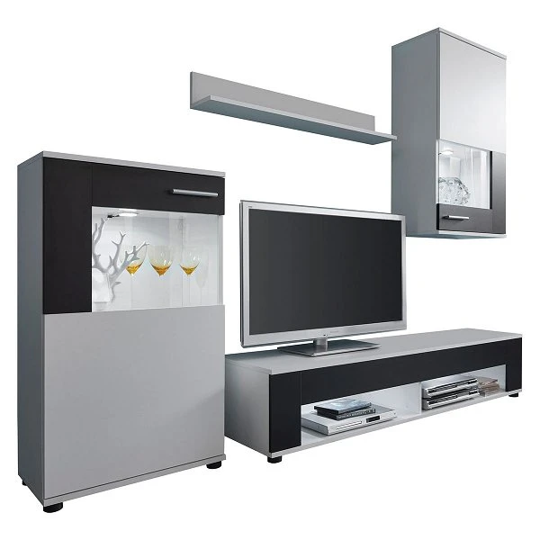 Trendteam Corner/Jack Anbauwand 4-teilig Weiß/schwarz 3 Trendteam Corner/Jack Anbauwand 4-teilig Weiß/schwarz