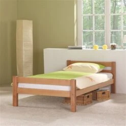 Relita HELGA Einzelbett Buche Massiv Natur 90 X 200 Cm, Inkl. Rollrost - Frachtfrei