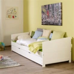 Relita NINA Einzelbett Buche Massiv Weiß 90 X 200 Cm, Inkl. Ausziehbett