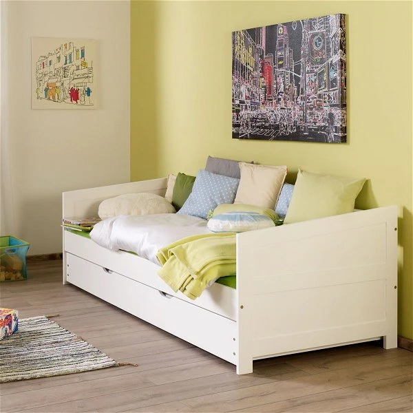 Relita NINA Einzelbett Buche Massiv Weiß 90 X 200 Cm, Inkl. Ausziehbett 3 Relita NINA Einzelbett Buche Massiv Weiß 90 X 200 Cm, Inkl. Ausziehbett