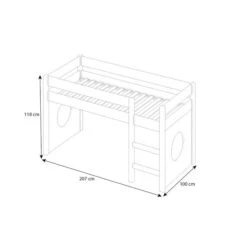 Nature Kid Finn Hochbett Weiß/natur Mit 2 Bullaugenpaneelen Liegefläche 90 X 200 Cm -Roba || Pinolino Verkaufsgeschäft finn hochbett sketch