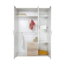 Arthur Berndt Franzi Kinderzimmer 3-teilig Weiß Eiche Sand Dekor -Roba || Pinolino Verkaufsgeschäft frank kleiderschrank offen 1