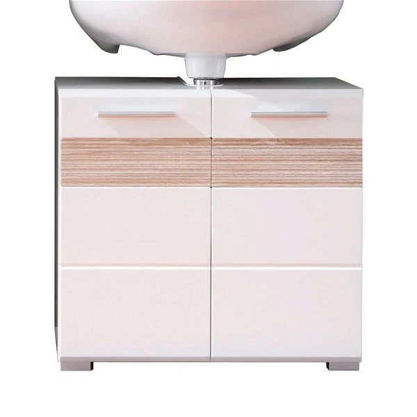 Trendteam Mezzo Badmöbel-Set Weiß / Eiche Sägerau Hell 6 Trendteam Mezzo Badmöbel-Set Weiß / Eiche Sägerau Hell – Bild 4