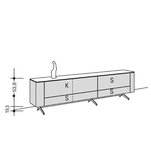 Hülsta Gentis 3R Lowboard - Hochglanz-Lack Breite 281,6 Cm - Mit Metallgestell 3 Hülsta Gentis 3R Lowboard - Hochglanz-Lack Breite 281,6 Cm - Mit Metallgestell
