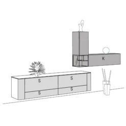 Hülsta Gentis Wohnwand 5 - Akzent Naturstamm - Breite 369,6 Cm -Roba || Pinolino Verkaufsgeschäft gentis 5 strich