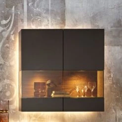 Hülsta Gentis Wohnwand 4 - Akzent Naturstamm - Breite 316,8 Cm -Roba || Pinolino Verkaufsgeschäft gentis haengevitrine 1