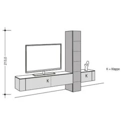 Hülsta Gentis Wohnwand 1 - Akzent Holz/Hochglanz - Breite 299,2 Cm
