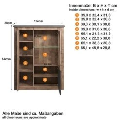 Trendteam Georgia Vitrine Halbhoch Tabak Eiche/Matera -Roba || Pinolino Verkaufsgeschäft georgia wo 1735 035 48 bema t freisteller