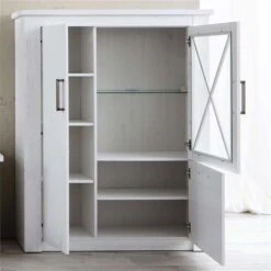 Trendteam Georgia Vitrine Halbhoch Pinie Weiß -Roba || Pinolino Verkaufsgeschäft georgia wo 1735 035 56 frontal ge ffnet