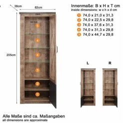 Trendteam Georgia Standvitrine Tabak Eiche/Matera -Roba || Pinolino Verkaufsgeschäft georgia wo 1735 131 48 bema t freisteller