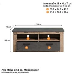 Trendteam Georgia TV-Unterteil Tabak Eiche/Matera -Roba || Pinolino Verkaufsgeschäft georgia wo 1735 314 48 bema t freisteller