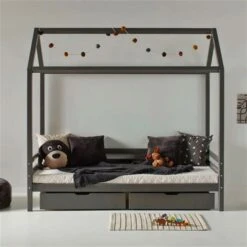 Hoppekids Hausbett ECO Dream 90x200cm Smoked Pearl - Viel Zubehör Wählbar -Roba || Pinolino Verkaufsgeschäft hausbett 90x200 pearl