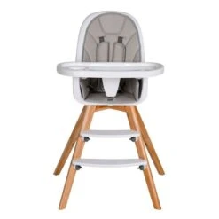 Schardt Holly Hochstuhl Fuß Buche Massiv Inkl. Sitzkissen Hellgrau -Roba || Pinolino Verkaufsgeschäft hochstuhl holly natur sitzverkleinerer grau frontal 1