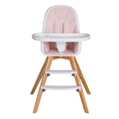 Schardt Holly Hochstuhl Fuß Buche Massiv Inkl. Sitzkissen Rosa -Roba || Pinolino Verkaufsgeschäft hochstuhl holly natur sitzverkleinerer rosa frontal 1