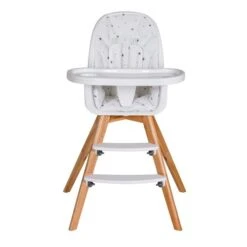 Schardt Holly Hochstuhl Fuß Buche Massiv Inkl. Sitzkissen Sternchen Grau -Roba || Pinolino Verkaufsgeschäft hochstuhl holly natur sitzverkleinerer sternchen grau frontal 1