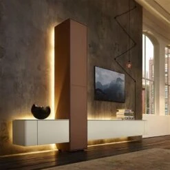 Hülsta Gentis Wohnwand 1 - Akzent Leder - Breite 299,2 Cm -Roba || Pinolino Verkaufsgeschäft huelsta gentis leder 1