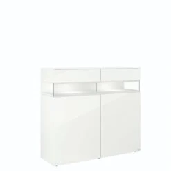 Hülsta Neo Highboard 2 Schubkästen Und 2 Türen Hochglanzlack Reinweiß