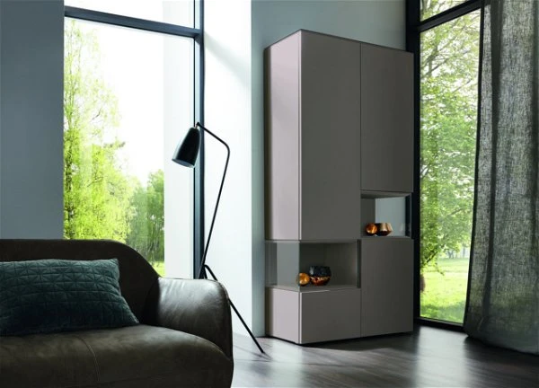 Hülsta Neo Wohnwand Vitrine 1 Schubkasten Und 3 Türen Lack Grau 6 Hülsta Neo Wohnwand Vitrine 1 Schubkasten Und 3 Türen Lack Grau – Bild 4