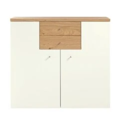 Now! Time By Hülsta Highboard 2 Winkeltüren Natureiche/Lack-weiß