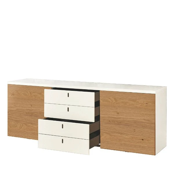 Now! Time By Hülsta Sideboard Mit Schiebetüren Natureiche/Lack-weiß 4 Now! Time By Hülsta Sideboard Mit Schiebetüren Natureiche/Lack-weiß – Bild 2