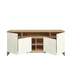 Now! Time By Hülsta Sideboard Mit Falttüren Natureiche/Lack-weiß, Metallgestell