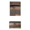 Trendteam Indy Garderoben-Set 2-teilig Old Wood / Graphit Grau | Paneel, Sitzbank