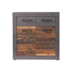 Trendteam Indy Kommode 2 Schubkästen, 2 Türen Old Wood / Graphit Grau