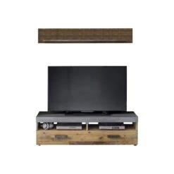 Trendteam Indy Medienmöbel-Set 2-teilig Old Wood / Graphit Grau
