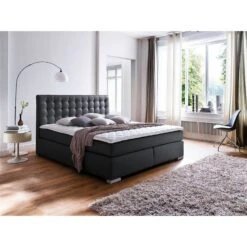 Meise Isa Boxspringbett 200 X 200 Cm Schwarz Kunstleder - Inklusive Lieferung