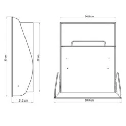 Timkid KAWAHPL Wandwickeltisch Weiß Inklusive Wickelmatte | Elegant Design -Roba || Pinolino Verkaufsgeschäft kawa hpl cad scaled 1