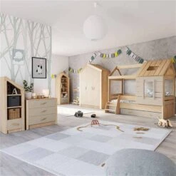 Nature Kid My House Kinderzimmer Natur/grau 6-teilig Mit Hausbett