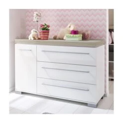 Paidi Kira Kommode Breit Eiche-Nautik Fronten Kreideweiß