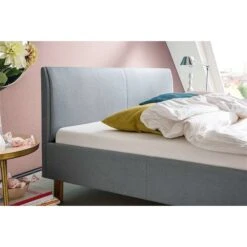 Meise Möbel Lena Polsterbett Stoffbezug Eisblau Holzfuß Eichefarbig 140 X 200 Cm -Roba || Pinolino Verkaufsgeschäft lena kt detail eisblau 72 6225 18 grob 4