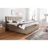 Meise Lenno Boxspringbett 140 X 200 Cm Beige Stoff Kopfteil Gesteppt & Gratis Lieferung