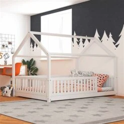 Nature Kid Lilly Hausbett Kiefer Weiß Lackiert Liegefläche 120 X 200 Cm