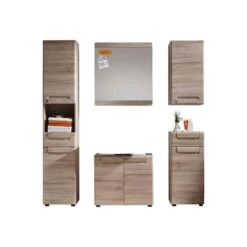 Trendteam Malea Badmöbel-Set 5-teilig Mit Spiegel | Eiche San Remo Hell