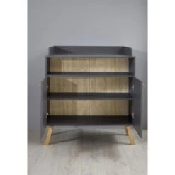 Trendteam Mats Babyzimmer 3-türiger Schrank 3-teilig Grau Melamin -Roba || Pinolino Verkaufsgeschäft mats bz 1976 630 21 frontal geoeffnet v2 2