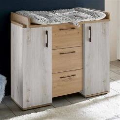 Mäusbacher Micha Wickelkommode Schmal Artisan Weiß/asteiche