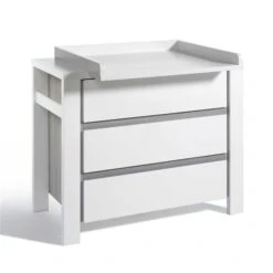 Schardt Milano Pinie Wickelkommode Weiß/Silber 3 Schubkästen - Mit Wickelaufsatz